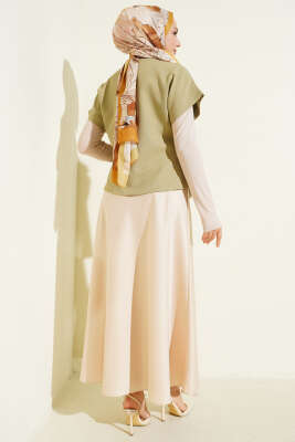 Gold Düğmeli Basic Yelek Çağla Yeşili - Yelek