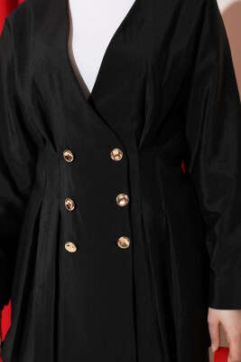 Gold Düğmeli Bel Pensli İkili Takım Siyah - İkili Takım