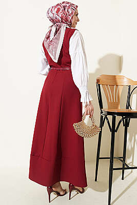 Gold Düğmeli Ceketli Jile Takım Bordo - İkili Takım