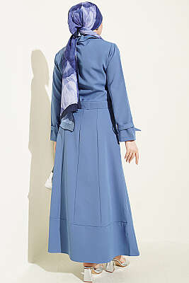 Gold Düğmeli Ceketli Jile Takım İndigo - İkili Takım