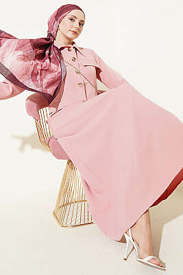 Gold Düğmeli Ceketli Jile Takım Pudra - HATUN