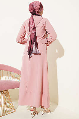 Gold Düğmeli Ceketli Jile Takım Pudra - İkili Takım