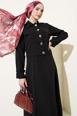 Gold Düğmeli Ceketli Jile Takım Siyah - İkili Takım