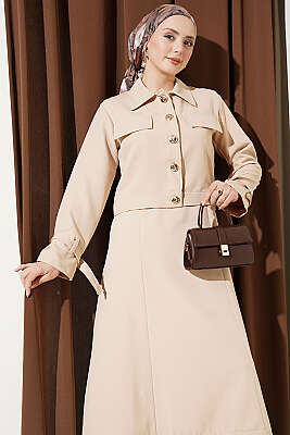 Gold Düğmeli Ceketli Jile Takım Taş - İkili Takım