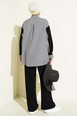 Gold Düğmeli Garnili Salaş İkili Takım Siyah - İkili Takım