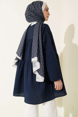 Gold Düğmeli İp Detaylı Gömlek Lacivert - Gömlek