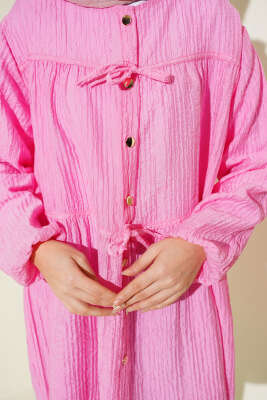 Gold Düğmeli İp Detaylı Gömlek Pembe - Gömlek