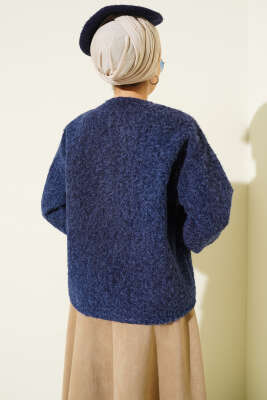 Gold Düğmeli Keçe Kısa Ceket Lacivert - Ceket