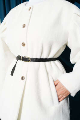 Gold Düğmeli Kemerli Goldfox Ceket Ekru - Ceket