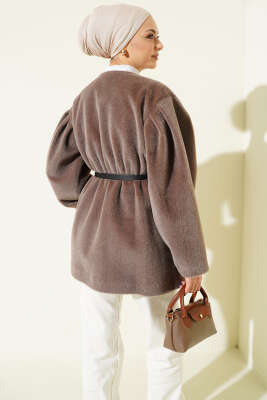 Gold Düğmeli Kemerli Goldfox Ceket Kestane - Ceket