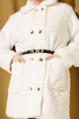 Gold Düğmeli Kemerli Sakallı Ceket Ekru - Günün Seçilenleri