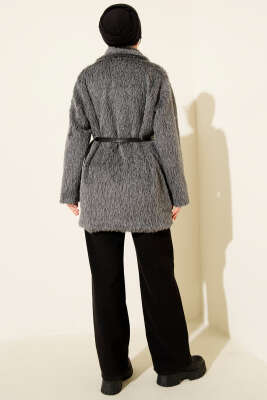 Gold Düğmeli Kemerli Sakallı Ceket Füme - Günün Seçilenleri