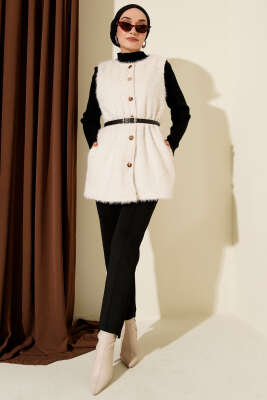 Gold Düğmeli Kemerli Sakallı Yelek Taş - Yelek