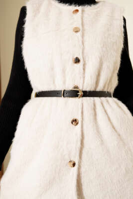 Gold Düğmeli Kemerli Sakallı Yelek Taş - Yelek