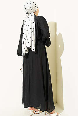 Gold Düğmeli Önü Fırfırlı Etekli Takım Siyah - İkili Takım