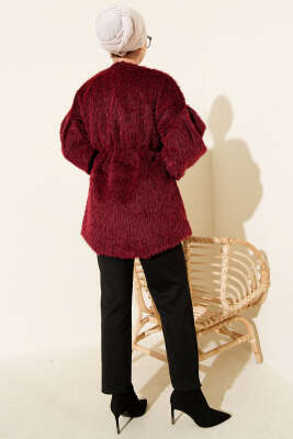 Gold Düğmeli Sakallı Kaban Bordo - Kaban