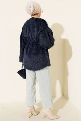 Gold Düğmeli Sakallı Kaban Lacivert - Kaban