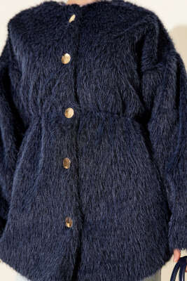 Gold Düğmeli Sakallı Kaban Lacivert - Kaban