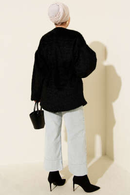 Gold Düğmeli Sakallı Kaban Siyah - Kaban