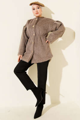 Gold Düğmeli Sakallı Kaban Vizon - Kaban