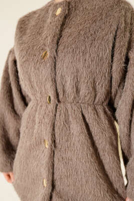 Gold Düğmeli Sakallı Kaban Vizon - Kaban