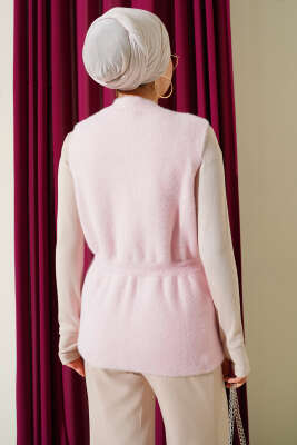 Gold Düğmeli Sakallı Yelek Pembe - Yelek