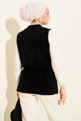 Gold Düğmeli Sakallı Yelek Siyah - Yelek