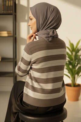 Gold Düğmeli Triko Kısa Hırka Füme - Yılın Fırsatı