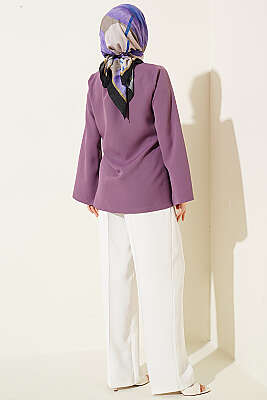 Gold Düğmeli Yan Bağlamalı Kimono Lila - Dış Giyim&Mont