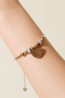 Gold Kaplama Kalp Figürlü Zincir Bileklik Gold - DEMİR BİJUTERİ