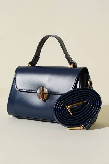 Gold Kilitli Çanta Lacivert - Kol Çantası