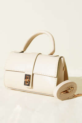 Gold Kilitli Mini Kadın El Çantası Taş