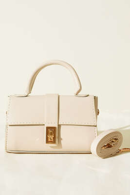 Gold Kilitli Mini Kadın El Çantası Taş - Kol Çantası