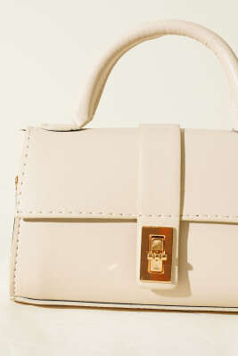 Gold Kilitli Mini Kadın El Çantası Taş - Kol Çantası