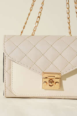 Gold Kilitli Zincir Askılı Kadın El Çantası Taş - Kol Çantası