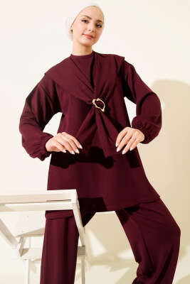 Gold Tokalı Atkılı Loyşa İkili Takım Bordo - İkili Takım