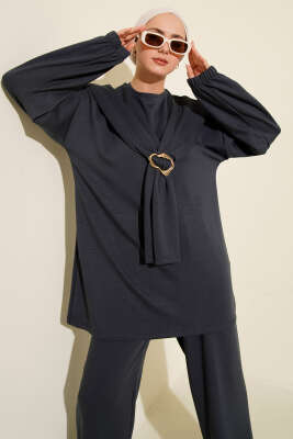 Gold Tokalı Atkılı Loyşa İkili Takım Füme - İkili Takım