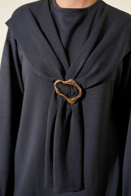 Gold Tokalı Atkılı Loyşa İkili Takım Füme - İkili Takım