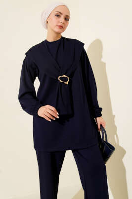 Gold Tokalı Atkılı Loyşa İkili Takım Lacivert - İkili Takım