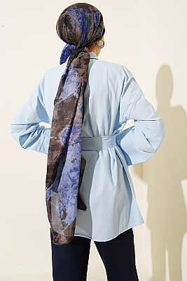 Gold Tokalı Gizli Düğmeli Gömlek Bebe Mavi - Gömlek