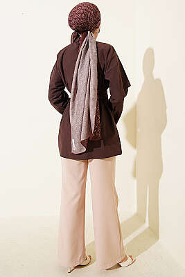 Gold Tokalı Gizli Düğmeli Gömlek Kahve - Gömlek