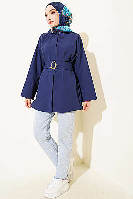 Gold Tokalı Gizli Düğmeli Gömlek Lacivert - Gömlek