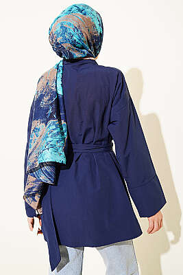 Gold Tokalı Gizli Düğmeli Gömlek Lacivert - Gömlek