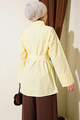 Gold Tokalı Gizli Düğmeli Gömlek Sarı - Gömlek