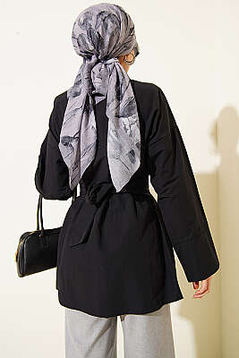 Gold Tokalı Gizli Düğmeli Gömlek Siyah - Gömlek