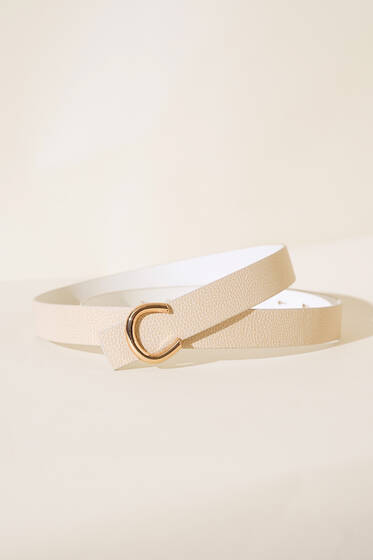 Gold Tokalı Kemer Bej - Kemer