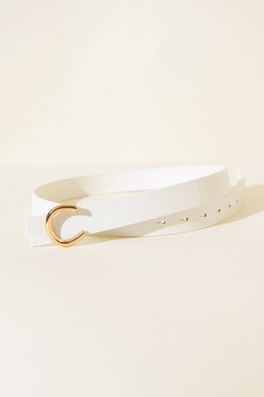 Gold Tokalı Kemer Beyaz - Kemer