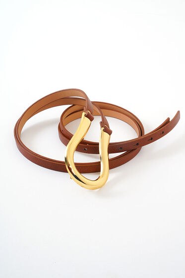 Gold Tokalı Kiremit Kemer - Deri Kemer