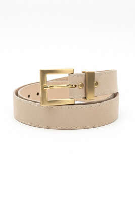 Gold Tokalı Klasik Kemer Bej Süet - DESREE KEMER