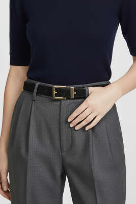 Gold Tokalı Klasik Kemer Siyah Süet - Süet Kemer